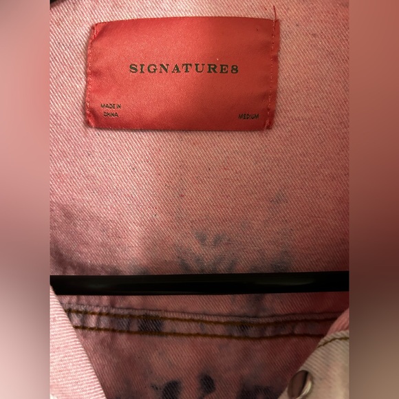 Signature 8 Denim Pink Distressed Cropped Jean Jacket Size:M - Picture 6 of 8